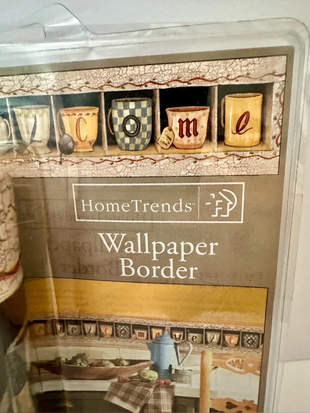 Teacups Welcome Wallpaper Border in Green and Cream – Home Accents